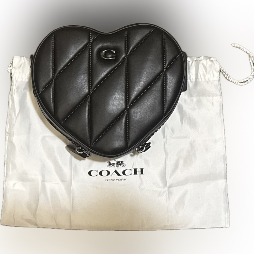 Coach Quilted Heart Leather Crossbody Black Bag; Brand New, Never Worn
